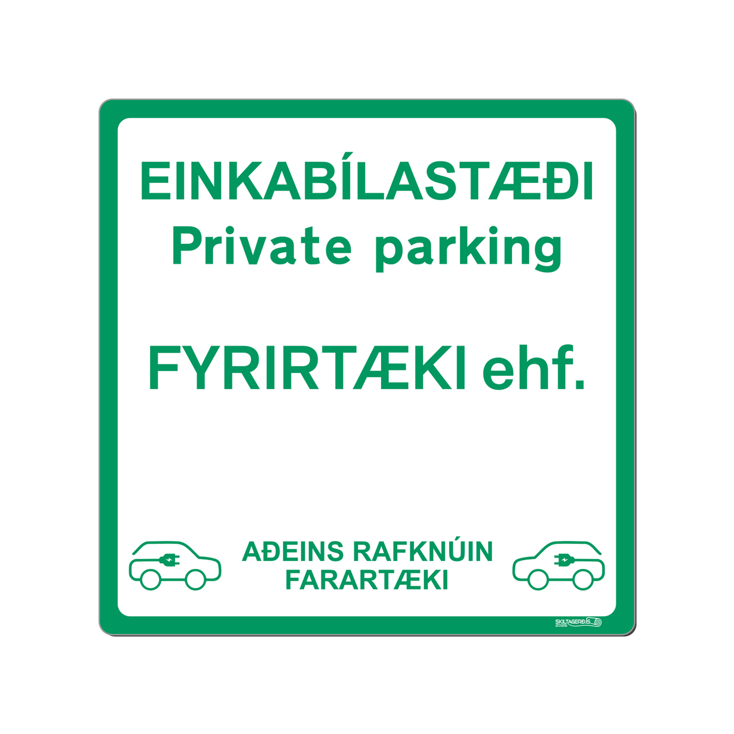 Skilti - Einkastæði fyrirtæki rafmagns